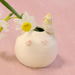 オカメインコの丸い花瓶 （小鳥オブジェ） 1枚目の画像
