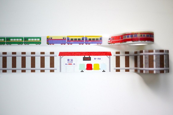 鐵道系列紙膠帶組合包：鐵路+火車 第1張的照片