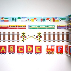 鐵道系列紙膠帶4入組：鐵路+火車+英文字母火車+小房子街景 第1張的照片
