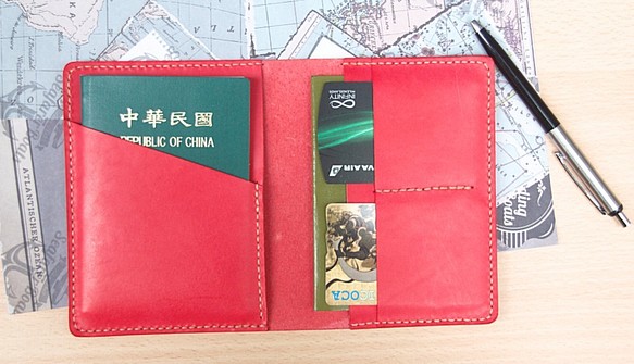 【Brave革  手作】皮革護照套   酒紅色    護照套  免費客製化刻字 第1張的照片