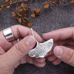 Ginkgo Leaf Brooch Sterling Silver Leaf Series 1枚目の画像