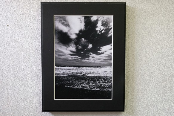 A4 美術照片 018 海岸波浪天空雲霧面板飾面單色黑白照片室內照片銷售郵購 第1張的照片