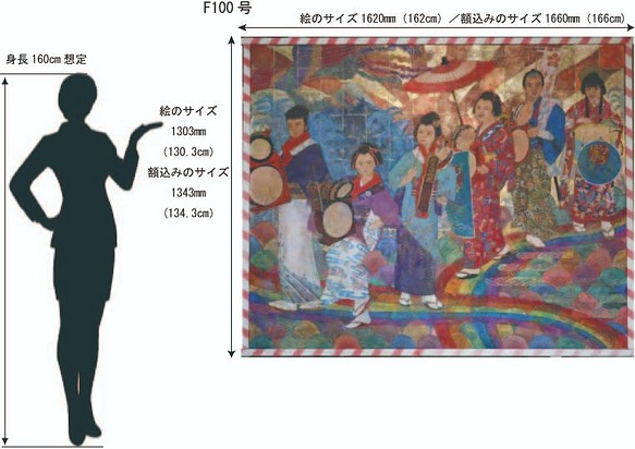 チンドンのリズムで 日本画 F100号 「Chin Dong Parade」 Nihonga F100