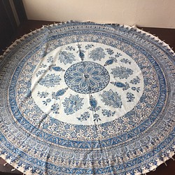 円形サイズペルシャ絨毯風の布更紗180cm×180cmテーブルクロススファーカバー 1枚目の画像