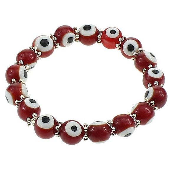 ナザールボンジュウ ブレスレット トルコのお守 (Evil Eye Bracelets) (Red Size:10mm 1枚目の画像