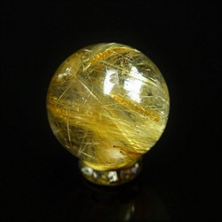 現品一点物 1粒売り ゴールドルチル クォーツ 虹入り金針水晶 １４ミリ ＳＰＲ６ ハンドメイド 天然石 パワーストーン 1枚目の画像