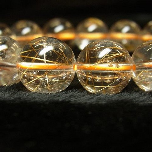 現品一点物】 オレンジルチルブレスレット 金針水晶数珠 １３－１４ 