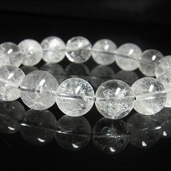 お試し価格 現品一点物 プラチナルチル レインボークォーツ ブレスレット 白金水晶 天然石 数珠 １３－１４ミリ 1枚目の画像