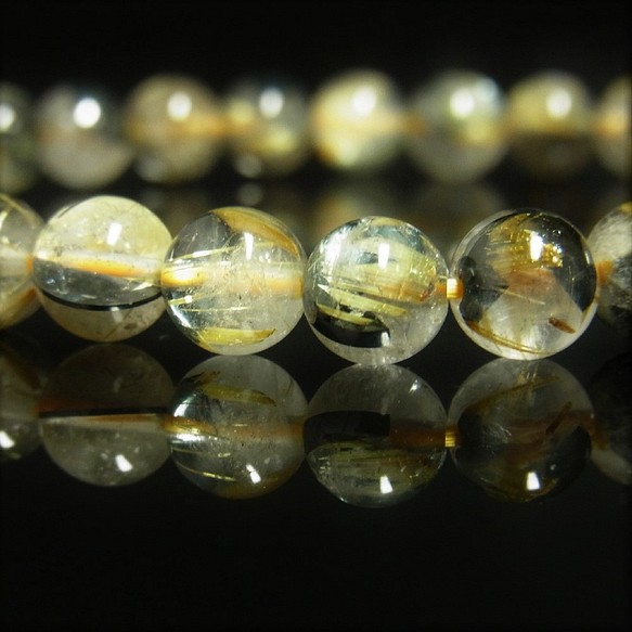お試し価格 現品一点物 太陽放射ルチル ブレスレット ７ミリ １５ｇ 金針水晶 天然石 数珠 ＯＴＨＲ５０ 最強金運 1枚目の画像