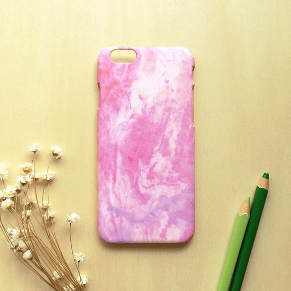 復古粉紅紫大理石噴畫//原創手機殼- iPhone, HTC, Samsung, Sony,oppo, LG 磨砂硬殼 第1張的照片