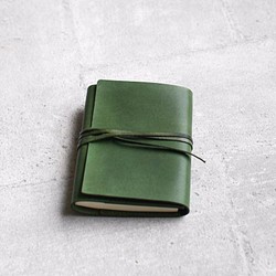 Green refillable leather notebook/ Book Cover A6 size 1枚目の画像