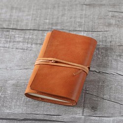 Light Brown refillable leather notebook/ Book Cover A6 size 1枚目の画像