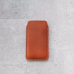 Light Brown iPhone genuine leather sleeve pouch 1枚目の画像