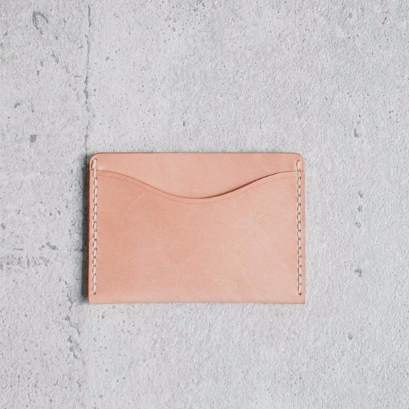 Nude color leather card holder 1枚目の画像