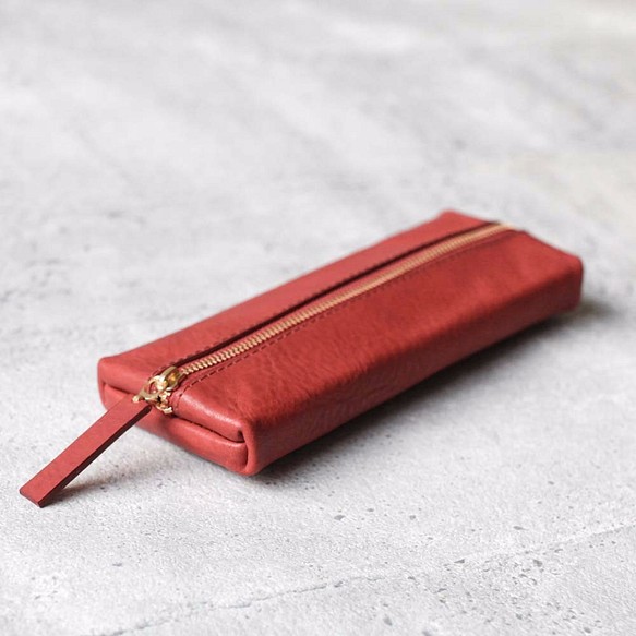 Red color classy Leather Pencil Case/Pen Pouch 1枚目の画像