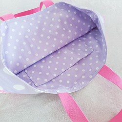 【3件套】帆布和扇貝形●課包●鞋盒●體操旅行箱粉色×紫色尺寸可變 第3張的照片