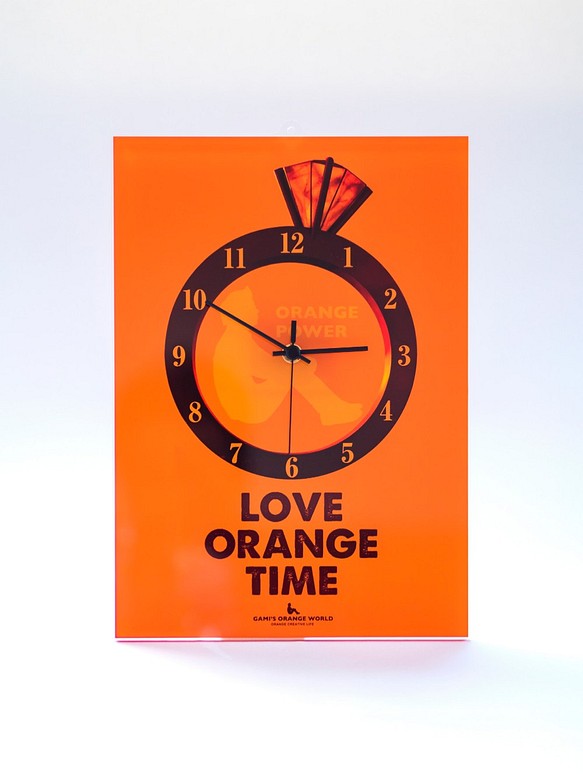 【掛け時計】オレンジダイヤモンドリング（アクリル製） 1枚目の画像
