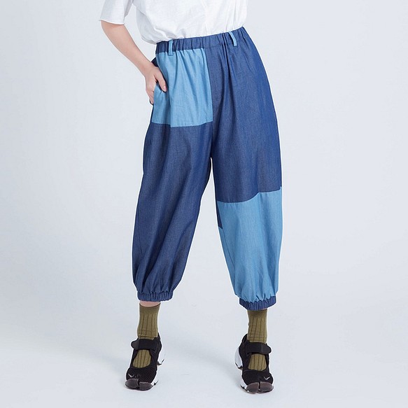 Corsage 單寧拼色塊褲 Taiwan design 第1張的照片