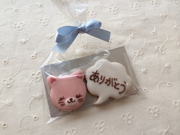 【2袋】ピンクのねこさんのメッセージクッキー 1枚目の画像