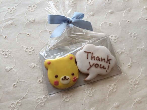 【2袋】黄色いくまさんのメッセージクッキー 1枚目の画像