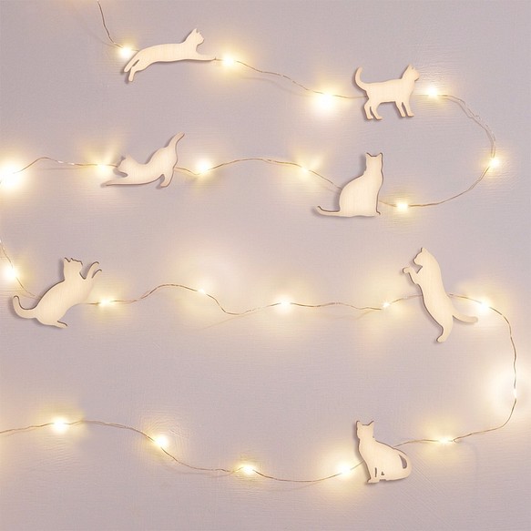 猫の星吊り線ライト（長さ5メートルのUSB電源） - ラインライト/ライトバー/壁の装飾 1枚目の画像