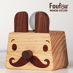 《Foufou》Wooden Table Lamp - Mustache Bunny 1枚目の画像