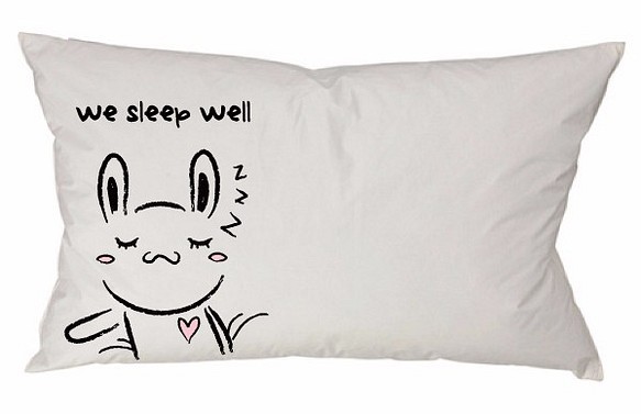 《Foufou》Pillow Case - Hand in hand to sleep . Rabbit (White) 1枚目の画像