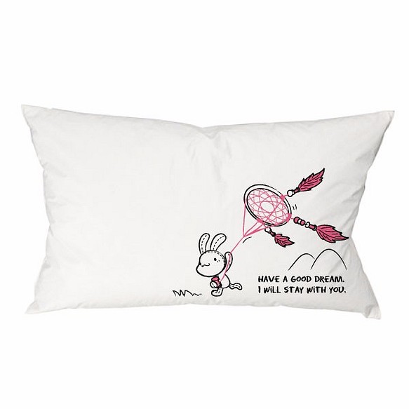 《Foufou》Pillow Case - Dreamcatcher Pink (White) 1枚目の画像