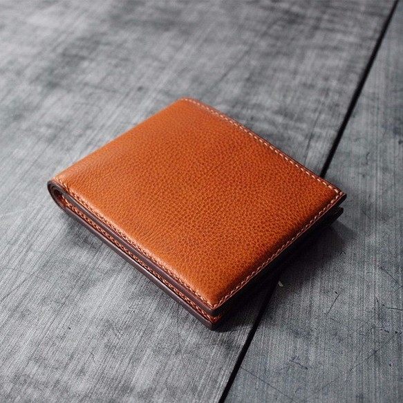 Full Grain Leather Classic Bifold Wallet- Brown / 4 Colors 1枚目の画像