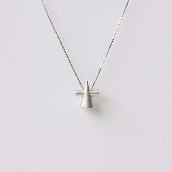 Elegant Geometry 3D Triangular Cone Cross Necklace - 925S