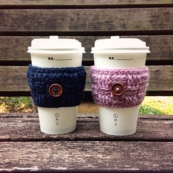 Handmade Unique Crochet Coffee Cup Cozy-Set of 2/ Travel Cup 1枚目の画像