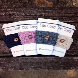 Handmade Unique Crochet Coffee Cup Cozy-Set of 4/ Travel Cup 1枚目の画像