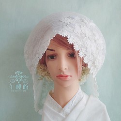 【E】お花モチーフの綿帽子(洋髪用) 1枚目の画像