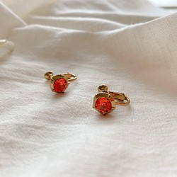 霏霏紅-水鑽 黃銅耳環-夾式 針式 第1張的照片