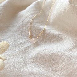 甜蜜粉晶 - 珍珠 黃銅項鍊 第1張的照片