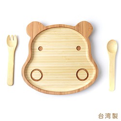 la-boos 純天然竹製兒童餐具-胖胖河馬 第1張的照片