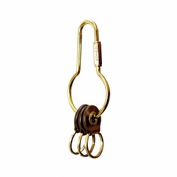 【ADOLE】皮革黃銅鑰匙圈/圓壺型 (棕) 第1張的照片