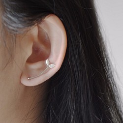 耳朵上的小清新 - 小草 (純銀耳環 植物耳環 手工銀飾) 第1張的照片