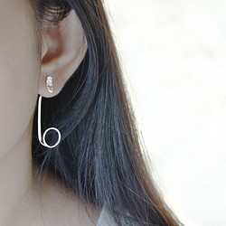 摩登幾何 捶打質感 兩件式耳環 (純銀耳環 銀飾) ::C%手工飾品:: 第1張的照片