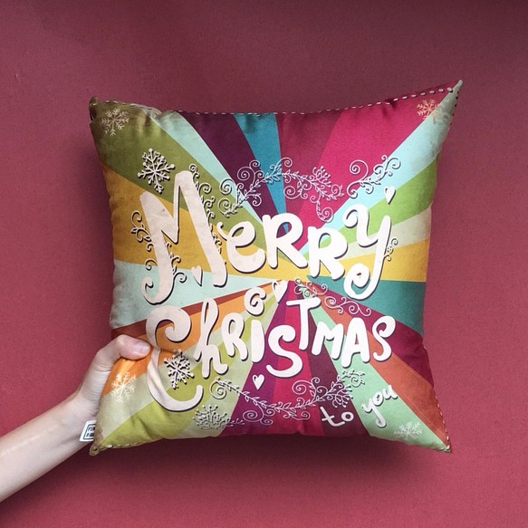 【Creema禮物季】限定聖誕商品-16格抱枕-聖誕快樂彩虹款 2017XMAS 第1張的照片