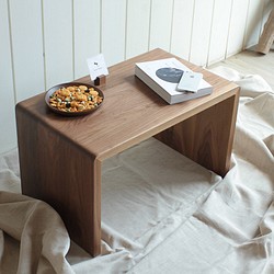 預購款-原木桌邊几/桌几/矮桌/小傢俱-胡桃木款 第1張的照片