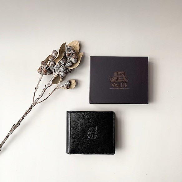 英国デザインValise二つ折り財布 ブラックII 1枚目の画像