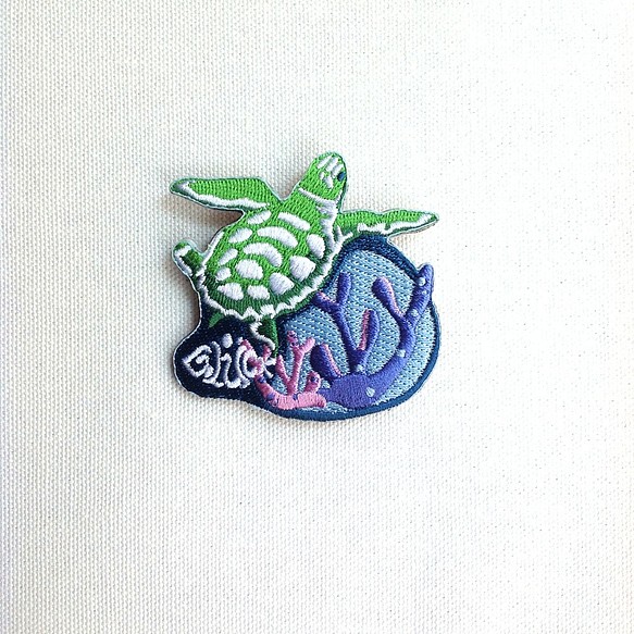 設計款ST386 - 【軟木】海龜造型刺繡別針 第1張的照片