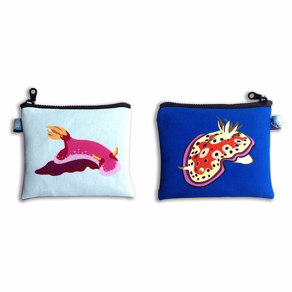 設計款NB147 - 【兩面兩色】雙面海蛞蝓零錢包#淺藍 X 寶藍 第1張的照片