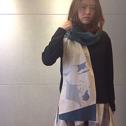 設計款RS176 - 【鯊魟悠游】手作純棉圍巾 第1張的照片