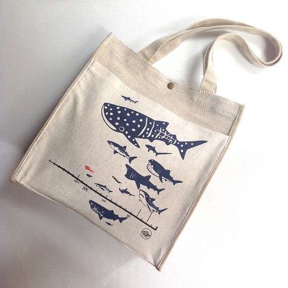 設計款SH2210 - 【鯊魚比例圖】棉麻購物袋 第1張的照片