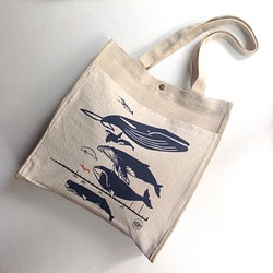 設計款WH2210 - 【鯨魚比例圖】棉麻購物袋 第1張的照片