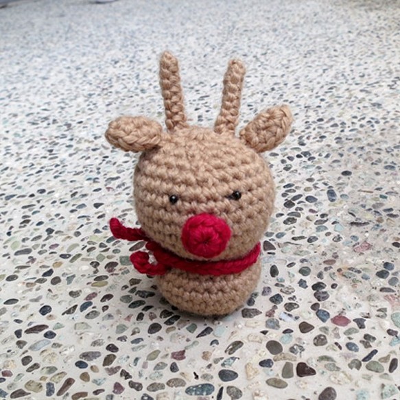純手工鉤織美麗諾羊毛聖誕麋鹿 第1張的照片