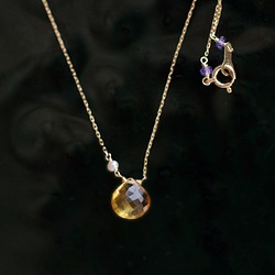 namida : Citrine, Pearl（necklace） 1枚目の画像