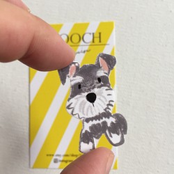 雪納瑞 狗狗胸針 手工製作插畫飾品 別針徽章 第1張的照片